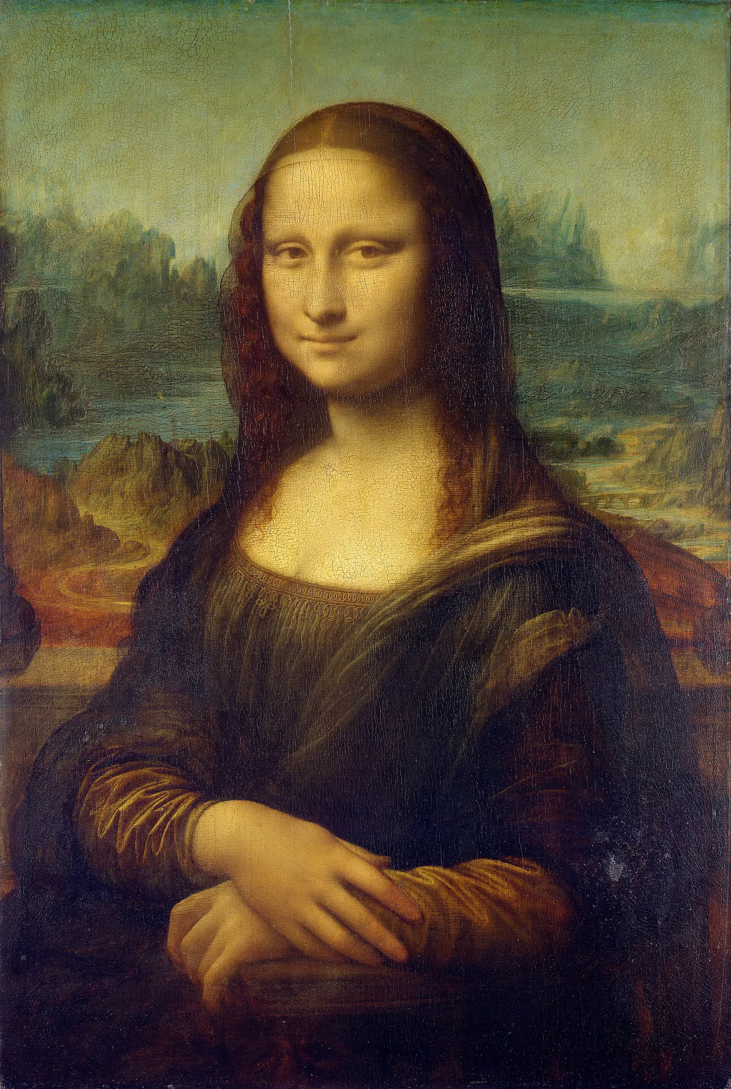 This close view of the Mona Lisa makes Leonardo’s soft transitions of light and shadow easier to see, especially around the eyes and mouth, where much of the portrait’s shifting expression takes shape.